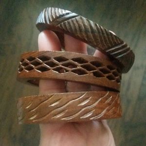 Vintage Wooden bangles, set of 3